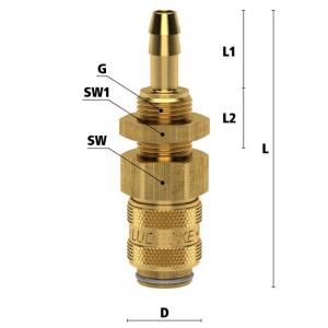Luedecke ESM 4 TSVO - Series ESM DN 5 - Bulkhead couplings with bulkhead screwing