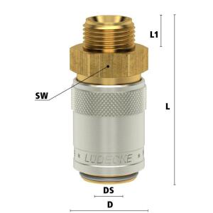 Lüdecke ESD 12 A - Serie ESD DN 9 - Kupplungen mit geradem Außengewinde (Innenkegel DIN 3863)