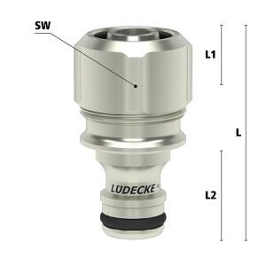 Ludecke WPI 19 SQ - WaterProfi plug with hose squeeze nut